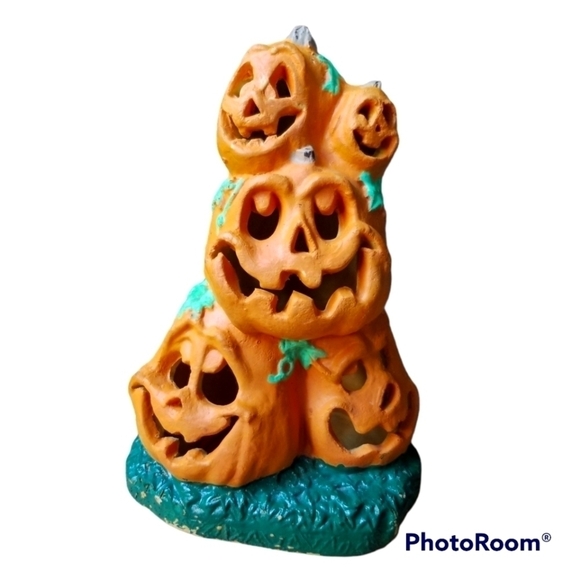 Vintage Easter Unlimited Inc. Blow Foam Mold Light up Pumpkin Jack-o-lantern - Picture 1 of 8